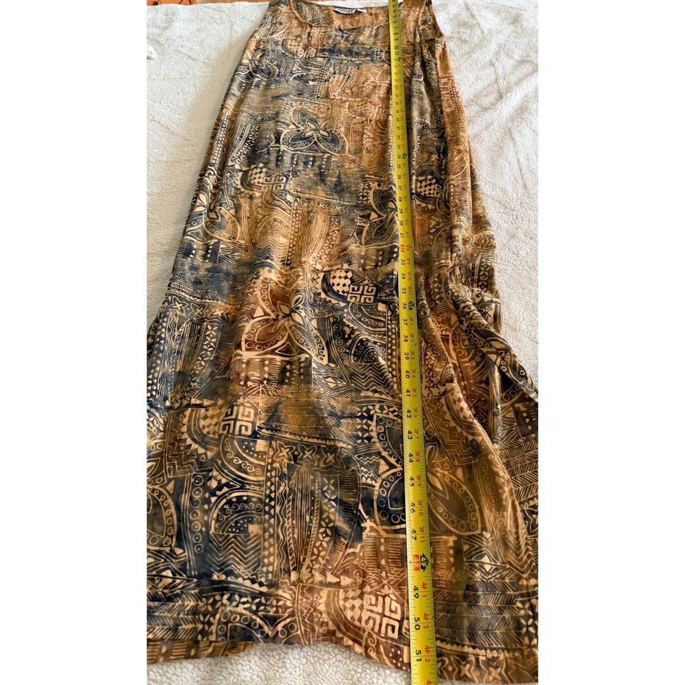 Chicos Design Tribal Batik Print Rayon Maxi Dress Brown Blue Women's Size 2 L XL - Picture 5 of 6